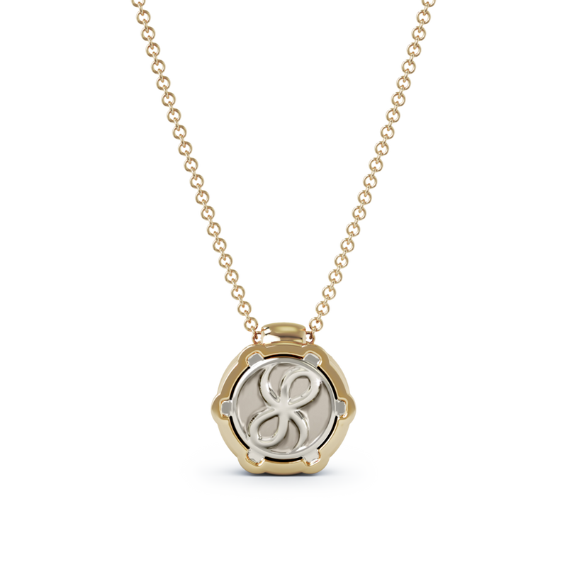 Premium diamond memorial cremation pendant for ashes in gold - sealed urn - back