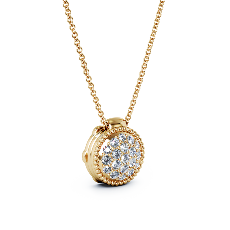 Premium diamond memorial cremation pendant for ashes in gold - sealed urn